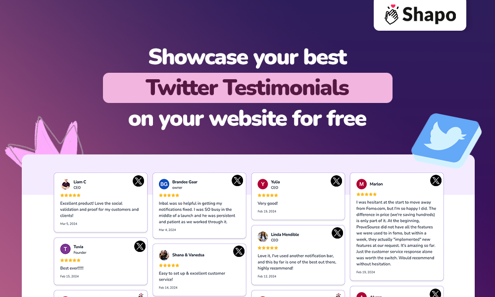 embed twitter tweets reviews testimonials on your website with shapo