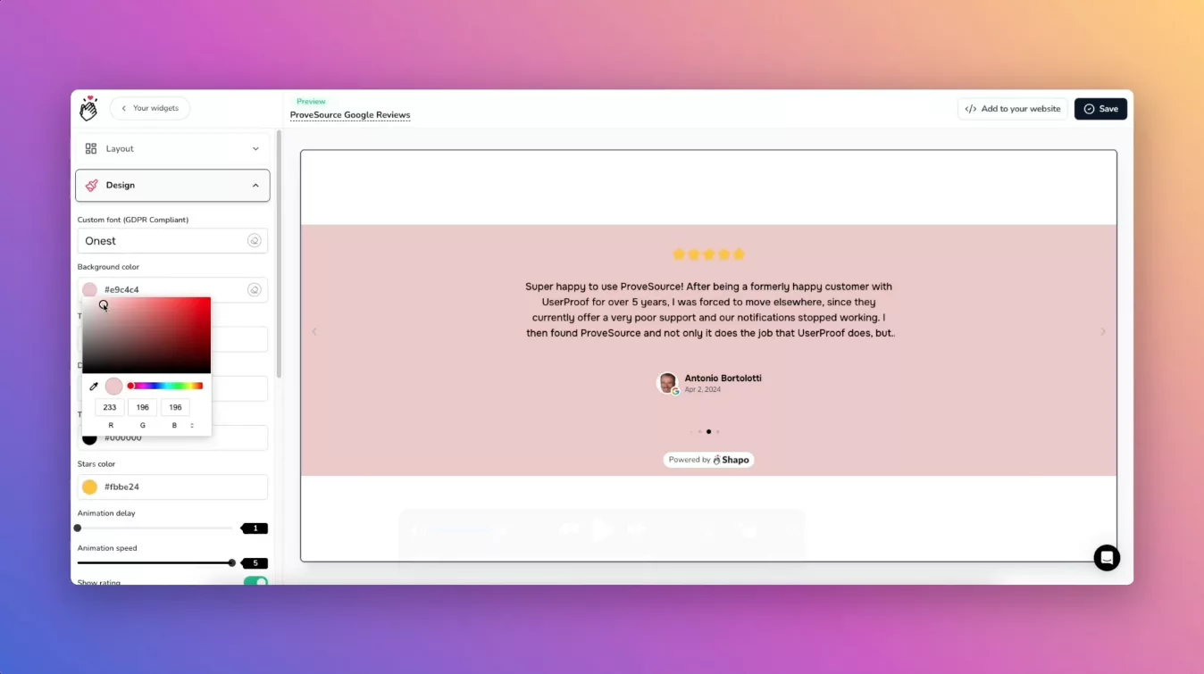 How to Add Google Reviews to Squarespace (No Code Needed – Free Widget Guide) 4 Customize the review widget to match your Squarespace site