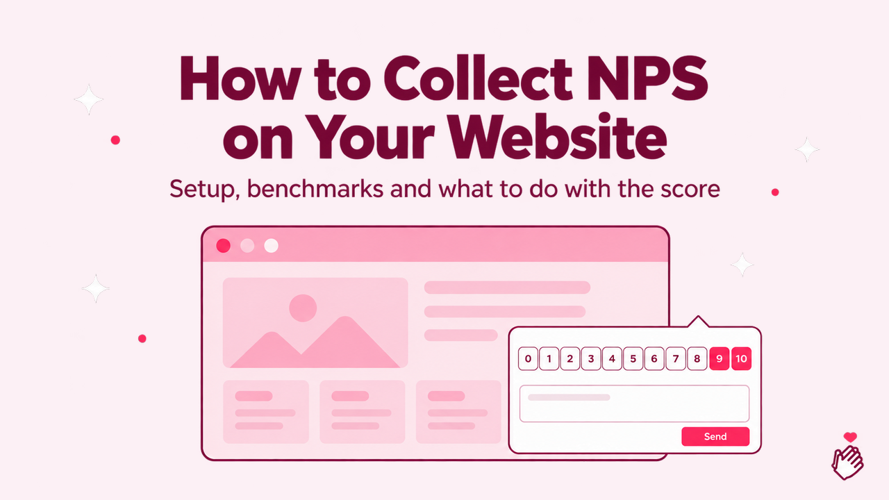 A website page with a floating NPS survey panel open in the corner